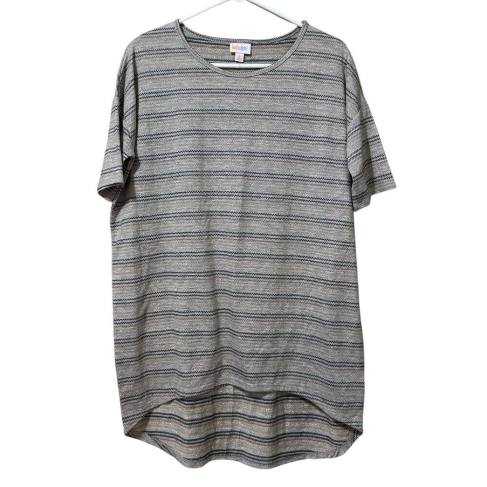 LuLaRoe Women Tunic Top Size‎ Small Short Sleeve Hi Low Metallic Casual Relaxed